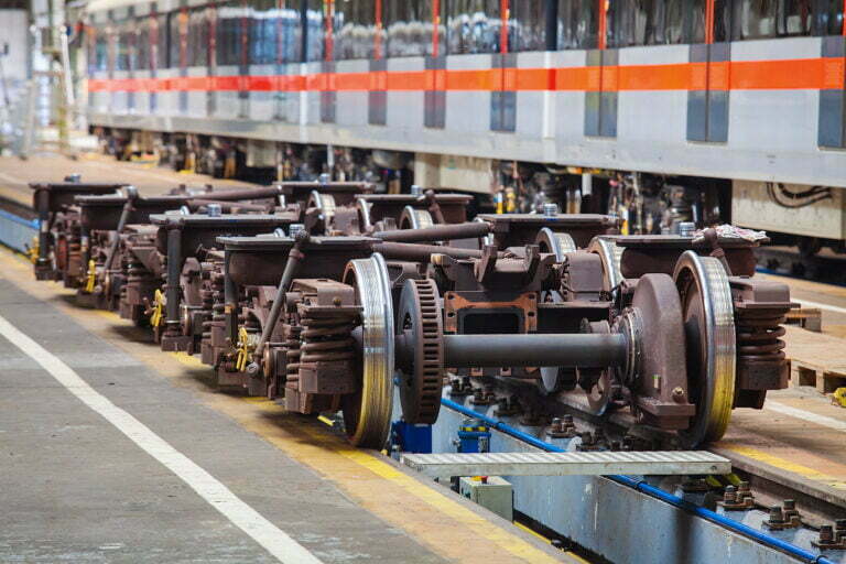 Undercarriages for maintenance of subway wagons in the workshop of the subway depot