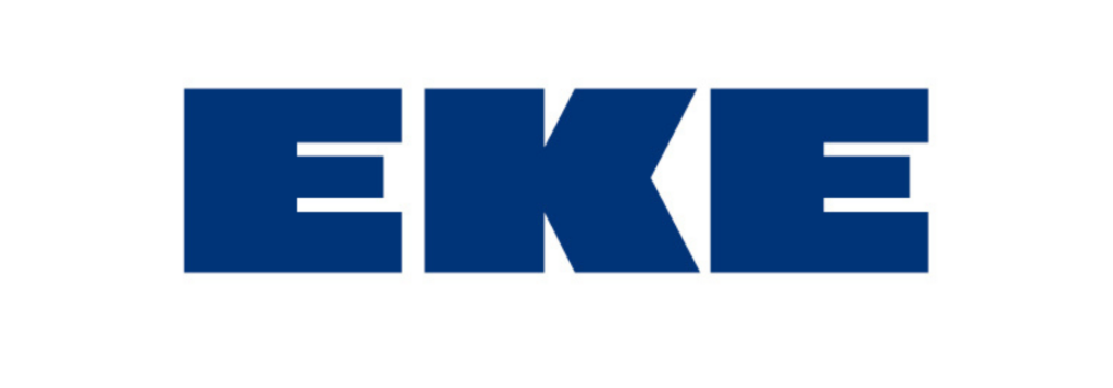 The blue logotype of EKE