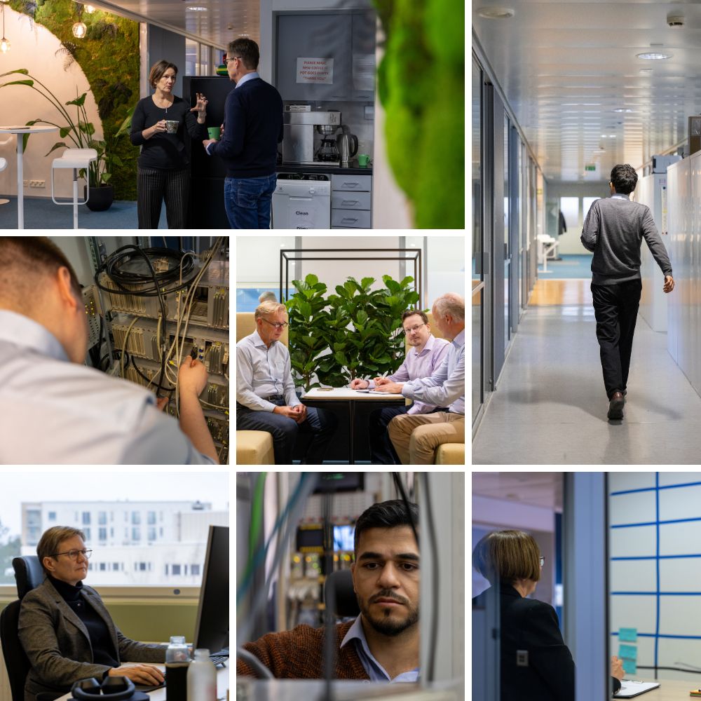 Collage of seven images showing the EKE-Electronics team in various settings, featured on the contact and about pages to highlight the people behind EKE-Electronics' expertise.