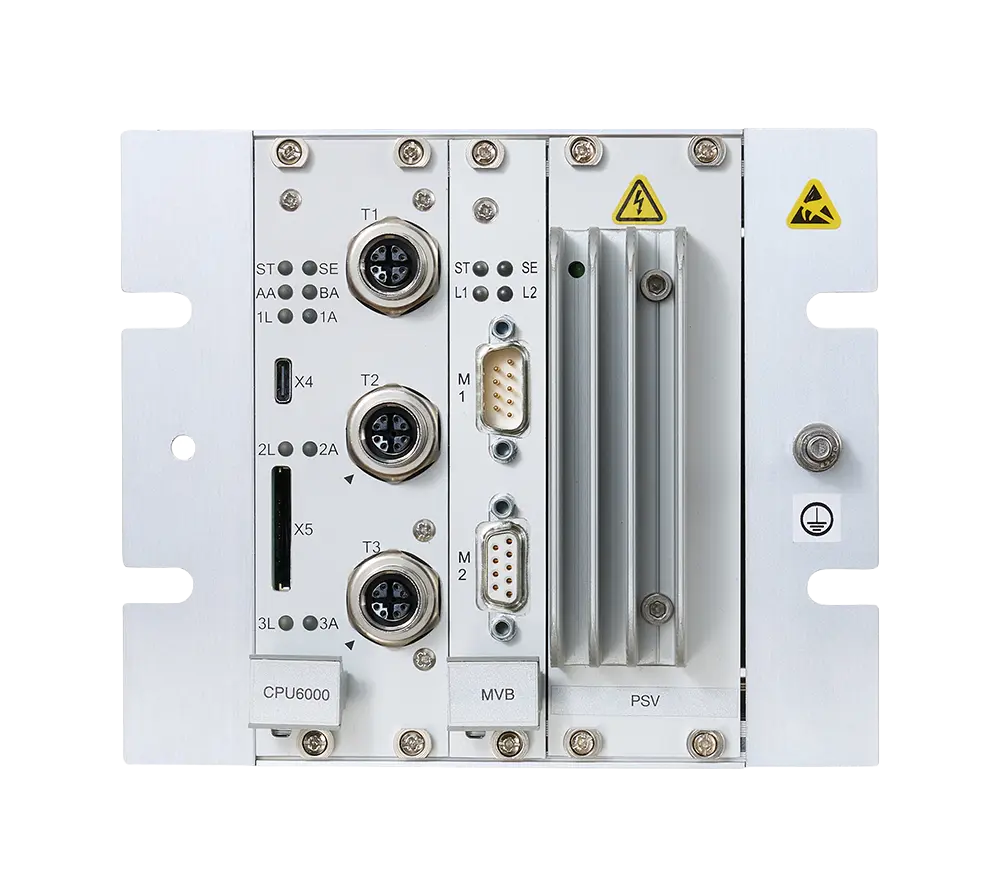 Front view of EKE-Trainnet&reg; MVB Intrusion Detection System for monitoring and detecting cybersecurity threats on train communication networks.