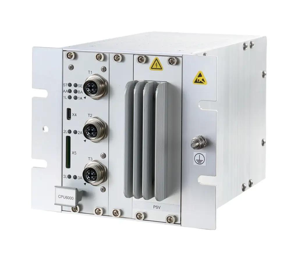 Side view of EKE-Trainnet&reg; Vehicle Control Unit (VCU) for train control, automation and diagnostics