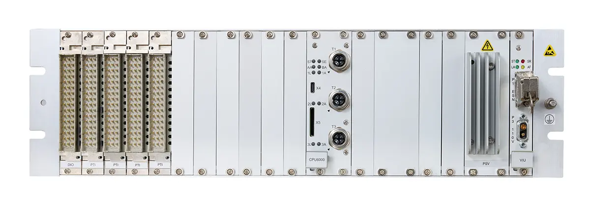 Front view of EKE-Trainnet&reg; Hot Axle Bearing Detection (HABD) system for monitoring axle bearing temperatures and detecting overheating conditions.