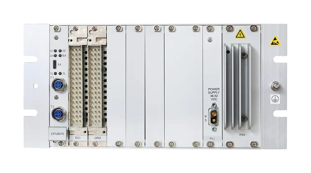Front view of EKE-Trainnet&reg; Vigilance Control System for monitoring driver activity and supporting safe train operation.