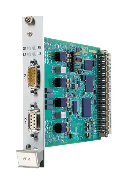 EKE-Trainnet&reg; Wire Train Bus (WTB) Interface Module for communication and data exchange between vehicles in a train consist.